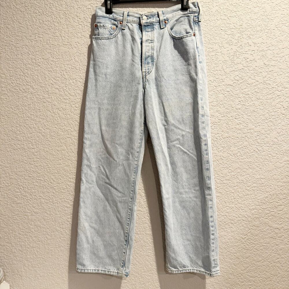 levi’s | capital E straight ankle button fly medium wash denim women jeans sz 28